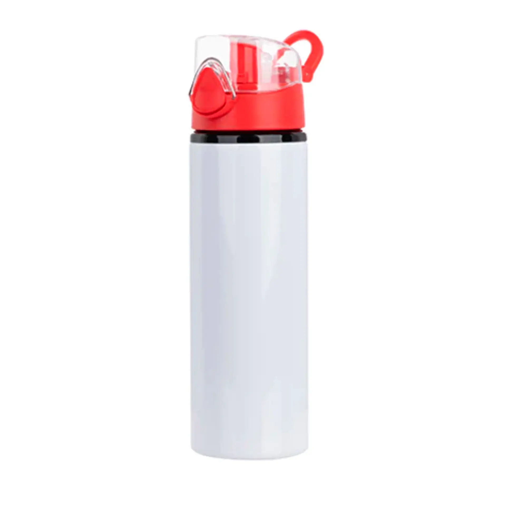 Water Bottle - RED - Coloured Flip Lid - 750ml - White